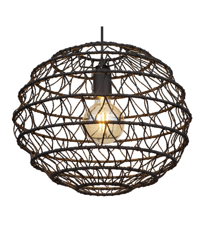 Senni 39cm Wire Frame Pendant Ceiling Light Matt Black 1x E27-3