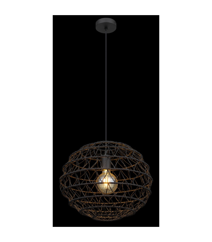 Senni 39cm Wire Frame Pendant Ceiling Light Matt Black 1x E27-4
