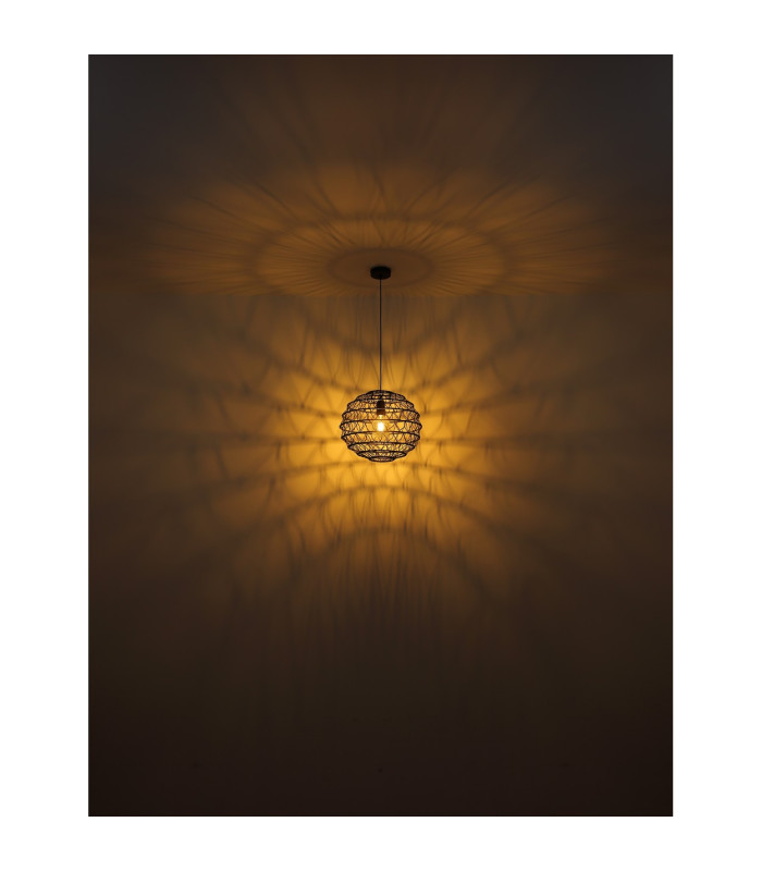Senni 39cm Wire Frame Pendant Ceiling Light Matt Black 1x E27-5