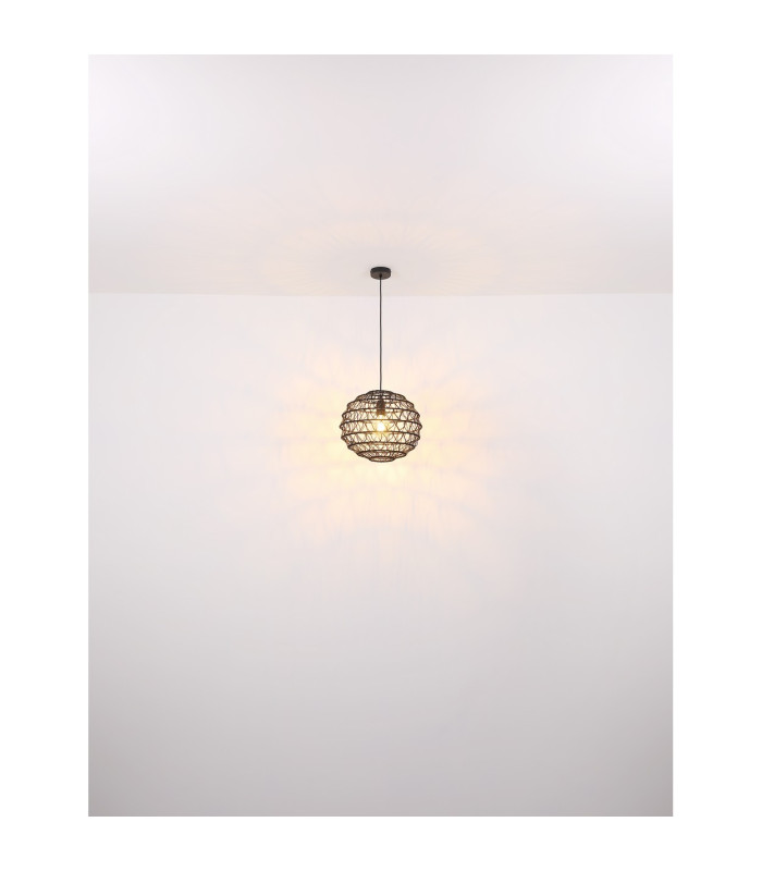 Senni 39cm Wire Frame Pendant Ceiling Light Matt Black 1x E27-6