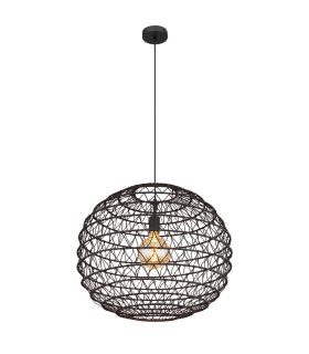 Senni 59cm Wire Frame Pendant Ceiling Light Matt Black 1x E27-1