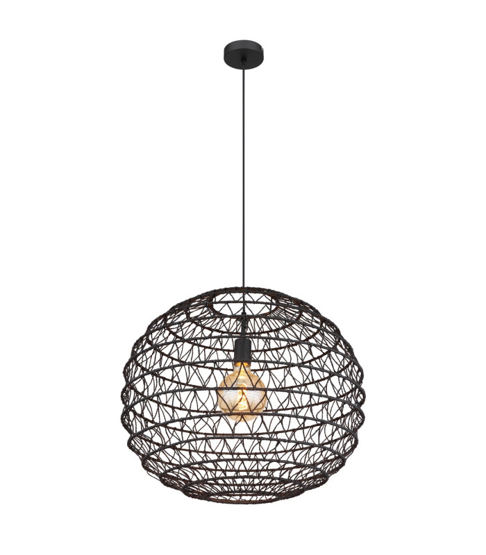 Senni 59cm Wire Frame Pendant Ceiling Light Matt Black 1x E27-1