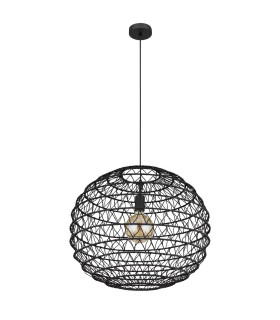 Senni 59cm Wire Frame Pendant Ceiling Light Matt Black 1x E27-2