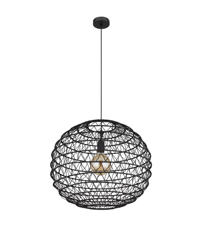 Senni 59cm Wire Frame Pendant Ceiling Light Matt Black 1x E27-2