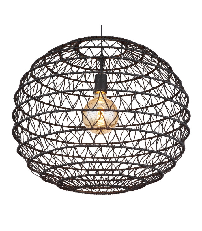 Senni 59cm Wire Frame Pendant Ceiling Light Matt Black 1x E27-3
