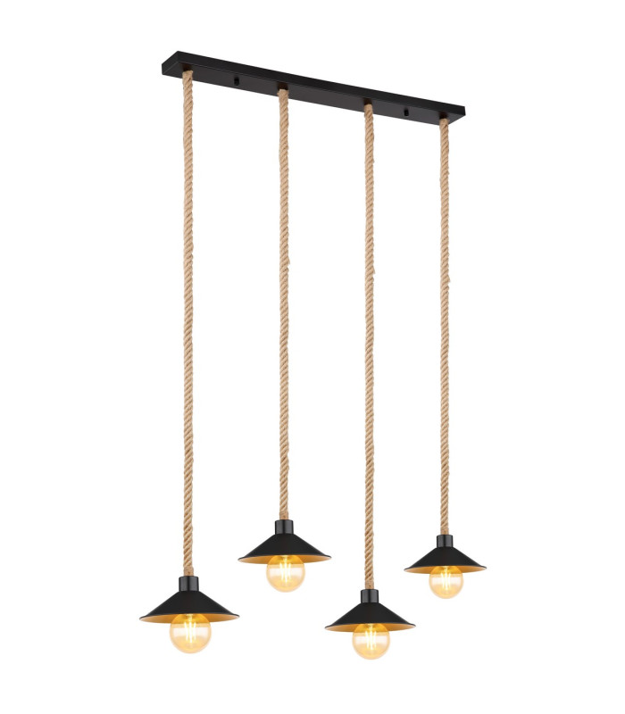 Diana Bar Pendant Ceiling Light Matt Black 4x E27-1