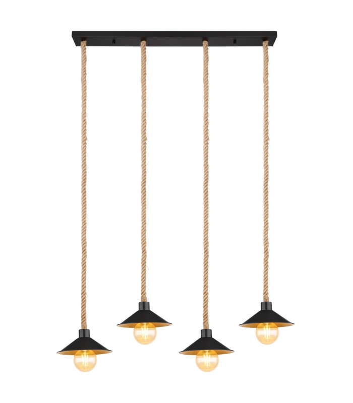 Diana Bar Pendant Ceiling Light Matt Black 4x E27-3