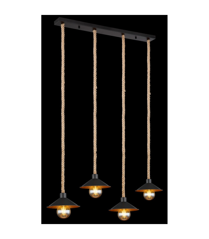 Diana Bar Pendant Ceiling Light Matt Black 4x E27-5
