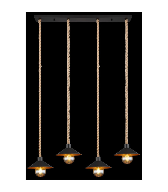 Diana Bar Pendant Ceiling Light Matt Black 4x E27-6