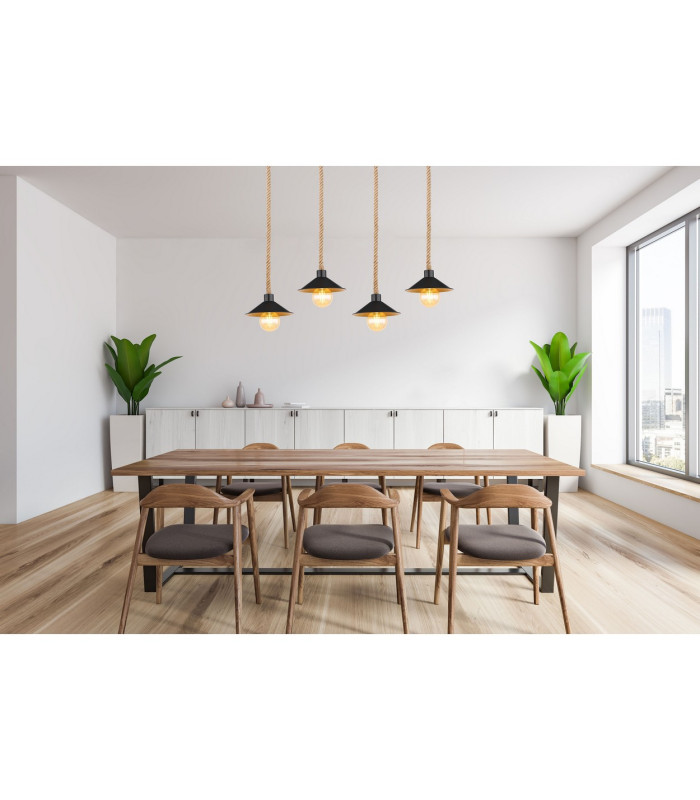 Diana Bar Pendant Ceiling Light Matt Black 4x E27-7