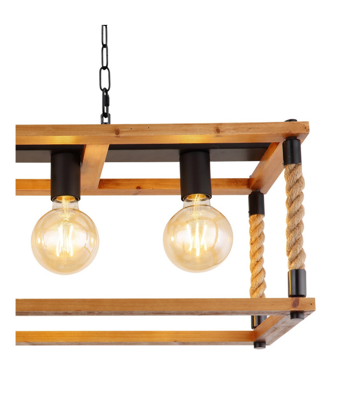Vernon Bar Pendant Ceiling Light Black 4x E27-4
