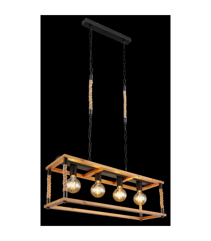 Vernon Bar Pendant Ceiling Light Black 4x E27-5