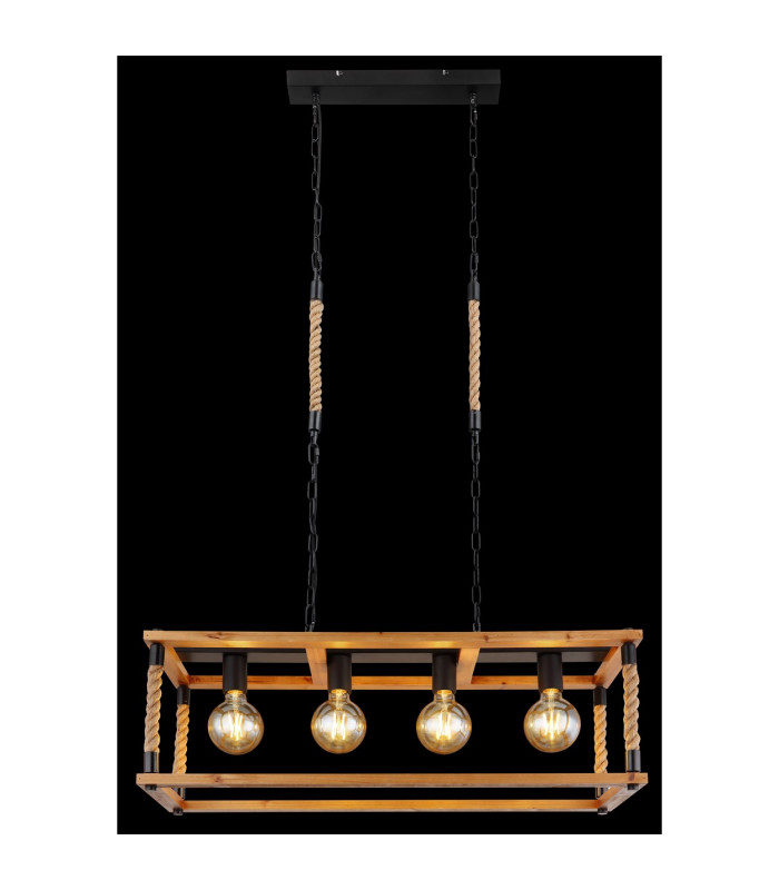 Vernon Bar Pendant Ceiling Light Black 4x E27-6