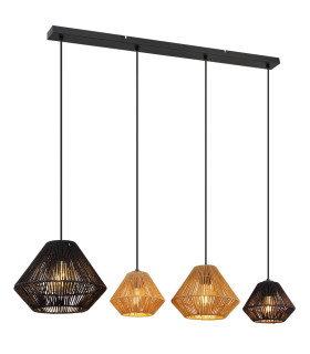 Houdini Bar Pendant Ceiling Light Matt Black 4x E27-1