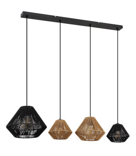 Houdini Bar Pendant Ceiling Light Matt Black 4x E27-2