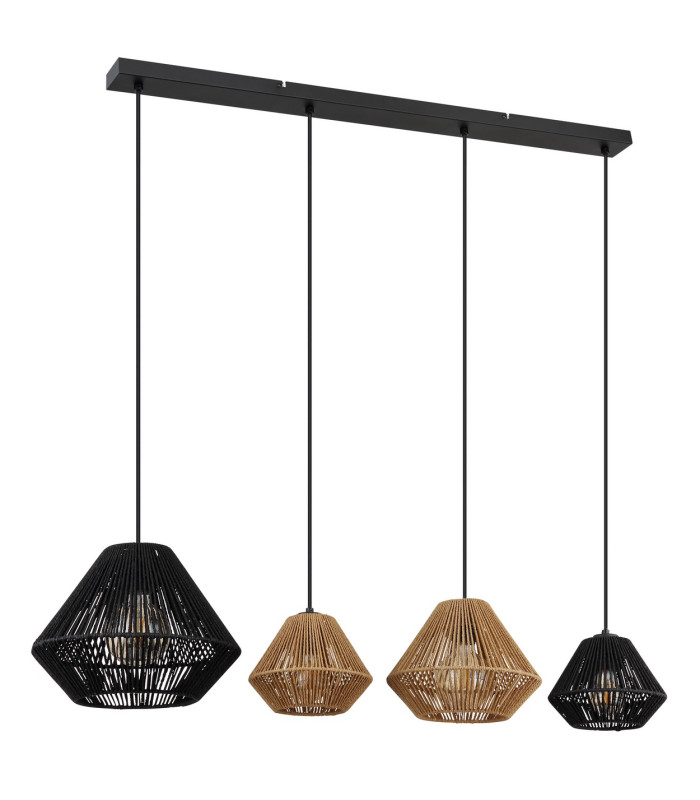 Houdini Bar Pendant Ceiling Light Matt Black 4x E27-2
