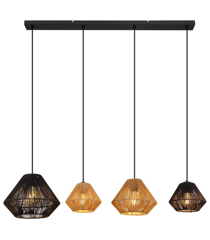 Houdini Bar Pendant Ceiling Light Matt Black 4x E27-3
