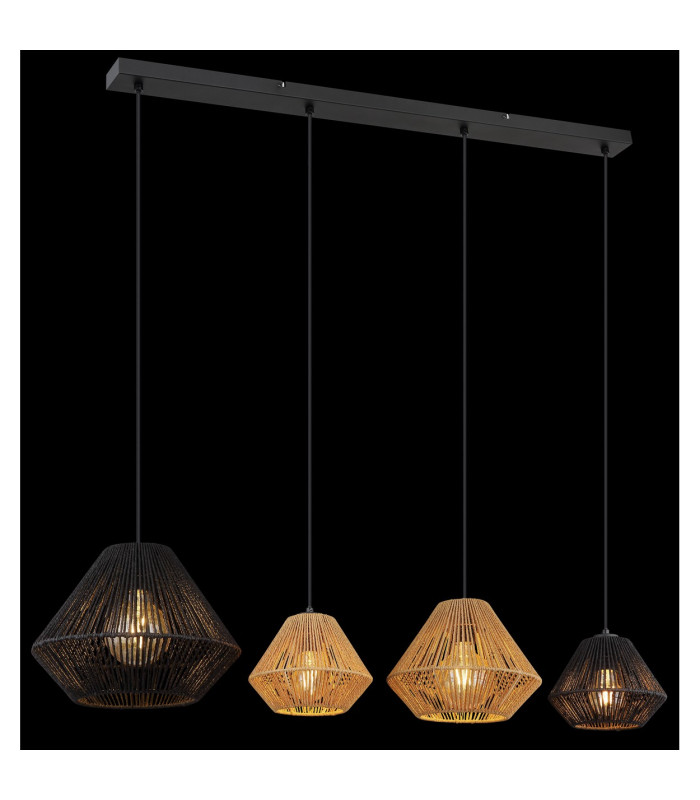 Houdini Bar Pendant Ceiling Light Matt Black 4x E27-5