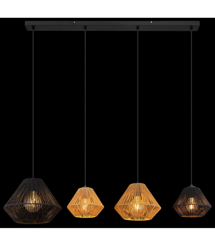 Houdini Bar Pendant Ceiling Light Matt Black 4x E27-6
