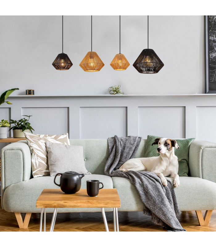 Houdini Bar Pendant Ceiling Light Matt Black 4x E27-7