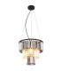 Naxis Pendant Ceiling Light Matt Black Crystals Smoke Glass Shade 3x E27-1