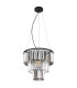 Naxis Pendant Ceiling Light Matt Black Crystals Smoke Glass Shade 3x E27-2