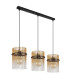 Gorley Bar Pendant Ceiling Light Matt Black Amber Glass Shade 3x E27-2