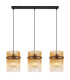 Gorley Bar Pendant Ceiling Light Matt Black Amber Glass Shade 3x E27-3