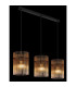 Gorley Bar Pendant Ceiling Light Matt Black Amber Glass Shade 3x E27-4