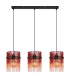 Gorley Bar Pendant Ceiling Light Matt Black Blackberry Glass Shade 3x E27-3