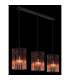 Gorley Bar Pendant Ceiling Light Matt Black Blackberry Glass Shade 3x E27-4
