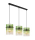 Gorley Bar Pendant Ceiling Light Matt Black Green Glass Shade 3x E27-1