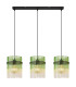 Gorley Bar Pendant Ceiling Light Matt Black Green Glass Shade 3x E27-3