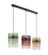 Gorley Bar Pendant Ceiling Light Matt Black Rods Multicolour Glass Shade 3x E27-2
