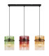Gorley Bar Pendant Ceiling Light Matt Black Rods Multicolour Glass Shade 3x E27-3