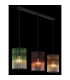 Gorley Bar Pendant Ceiling Light Matt Black Rods Multicolour Glass Shade 3x E27-4