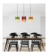 Gorley Bar Pendant Ceiling Light Matt Black Rods Multicolour Glass Shade 3x E27-9