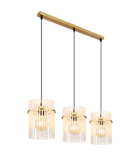 Gorley Bar Pendant Ceiling Light Gold Colours Matt Opal Glass Shade 3x E27-1