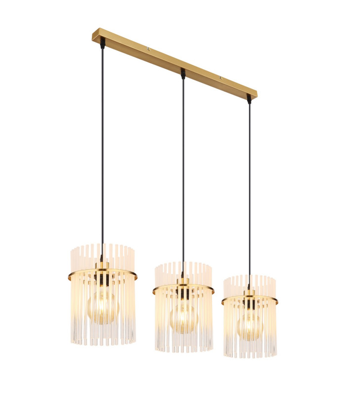 Gorley Bar Pendant Ceiling Light Gold Colours Matt Opal Glass Shade 3x E27-1