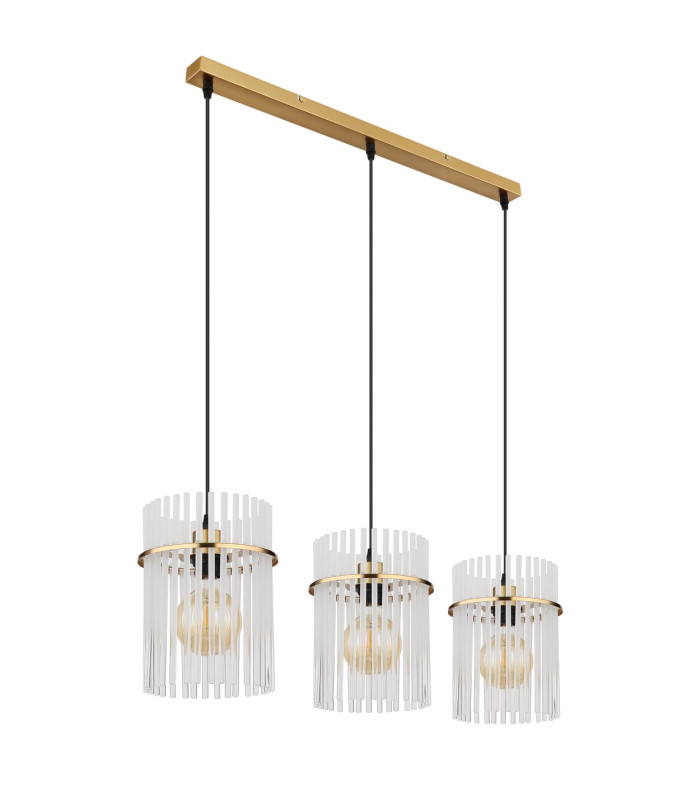 Gorley Bar Pendant Ceiling Light Gold Colours Matt Opal Glass Shade 3x E27-2
