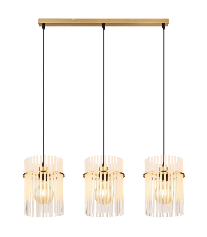 Gorley Bar Pendant Ceiling Light Gold Colours Matt Opal Glass Shade 3x E27-3