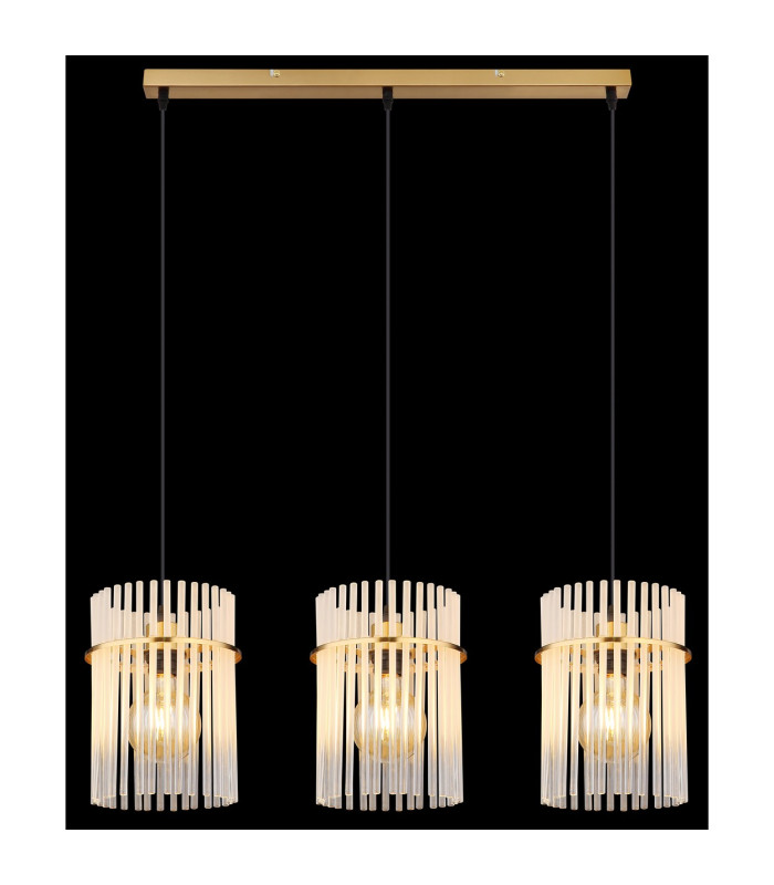 Gorley Bar Pendant Ceiling Light Gold Colours Matt Opal Glass Shade 3x E27-5