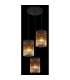 Gorley Cluster Pendant Ceiling Light Matt Black Amber Glass Shade 3x E27-4
