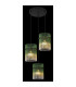 Gorley Cluster Pendant Ceiling Light Matt Black Green Glass Shade 3x E27-4