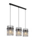 Gorley Bar Pendant Ceiling Light Matt Black Smoke Glass Shade 3x E27-1