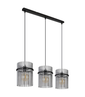 Gorley Bar Pendant Ceiling Light Matt Black Smoke Glass Shade 3x E27-2
