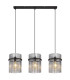 Gorley Bar Pendant Ceiling Light Matt Black Smoke Glass Shade 3x E27-3