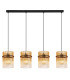 Gorley Bar Pendant Ceiling Light Matt Black Amber Glass Shade 4x E27-3