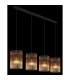 Gorley Bar Pendant Ceiling Light Matt Black Amber Glass Shade 4x E27-4