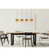 Gorley Bar Pendant Ceiling Light Matt Black Amber Glass Shade 4x E27-9